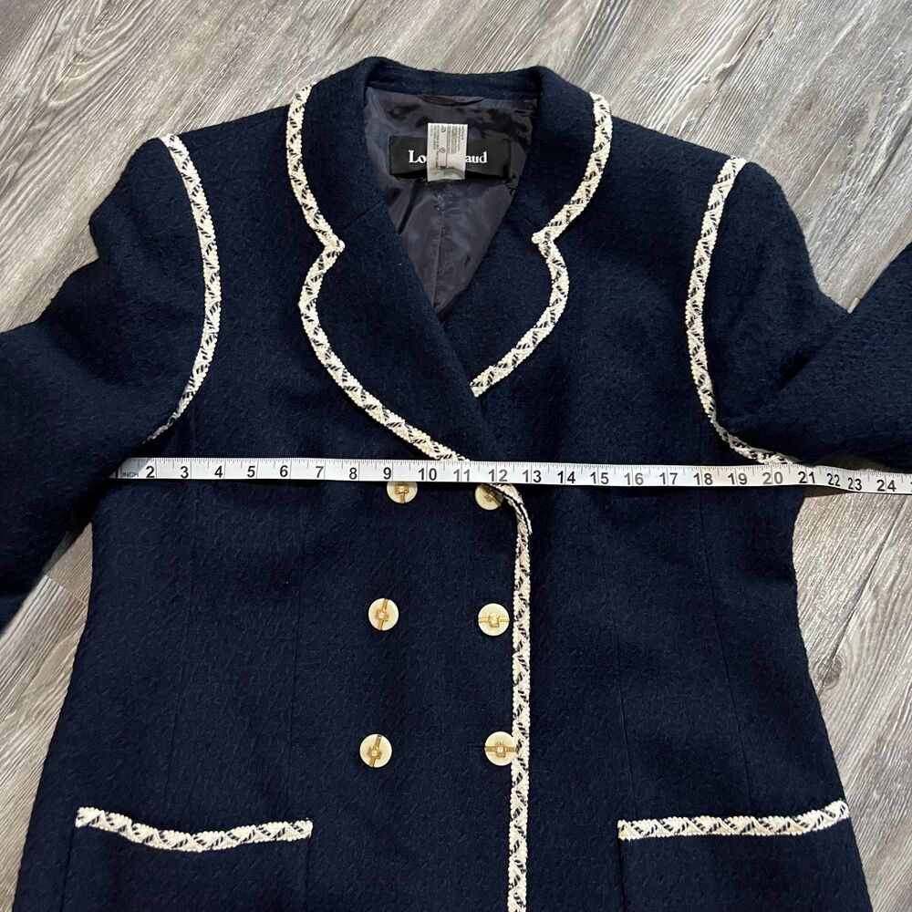 Louis Feraud Women’s Wool Blend Blazer Jacket Navy Gold Button Trim Size 44 US14 - Picture 3 of 12